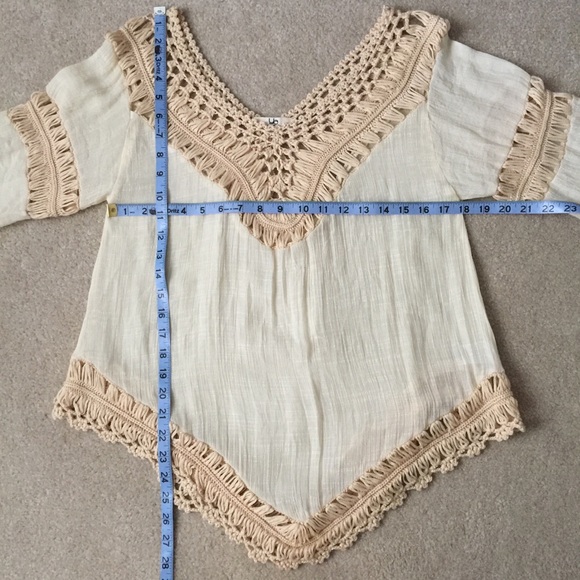 Ya Los Angeles Crochet Boho Festival Poncho Top L - Picture 6 of 9